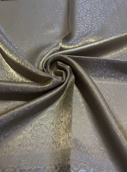 Metallic Gold Silk Scarf | Shimmering Paisley Shawl | Boho Festival Wrap
