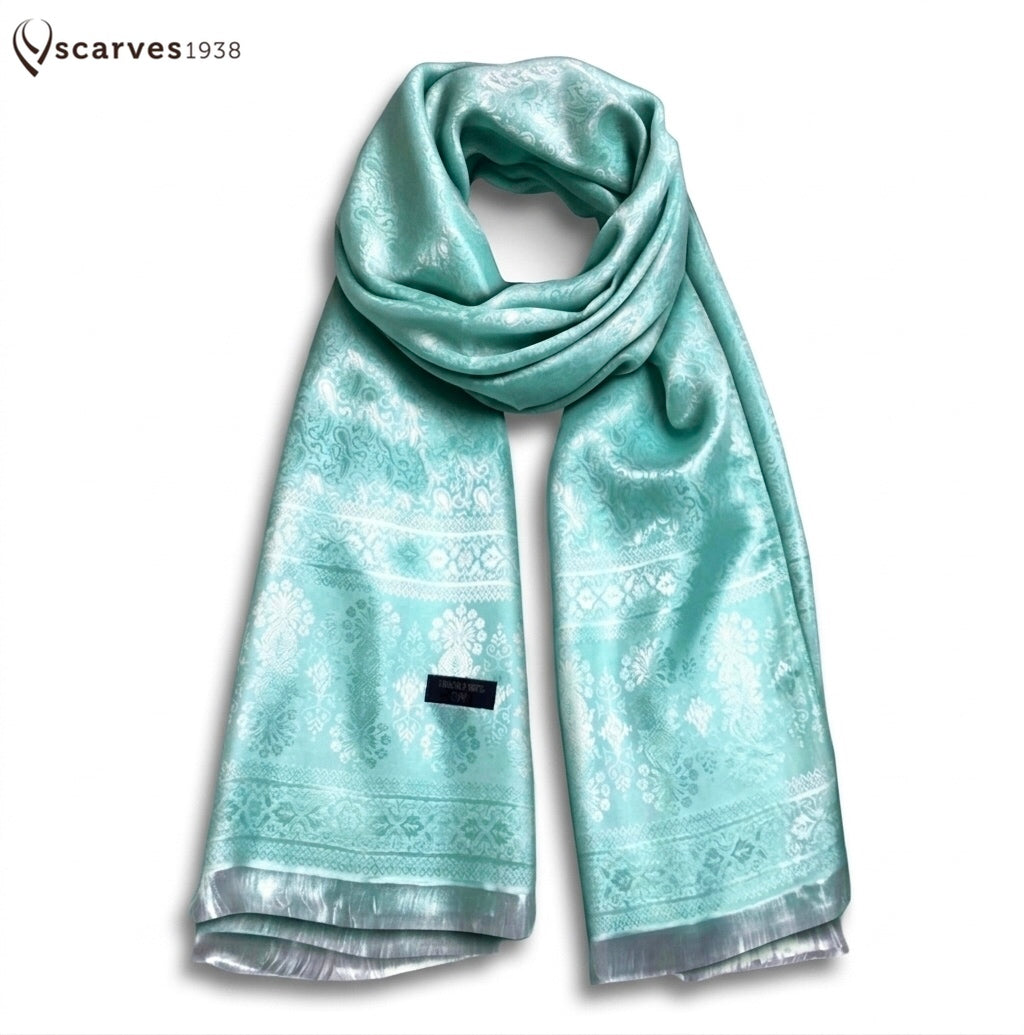 Silk Scarf Paisley Aquamarine Gypsy