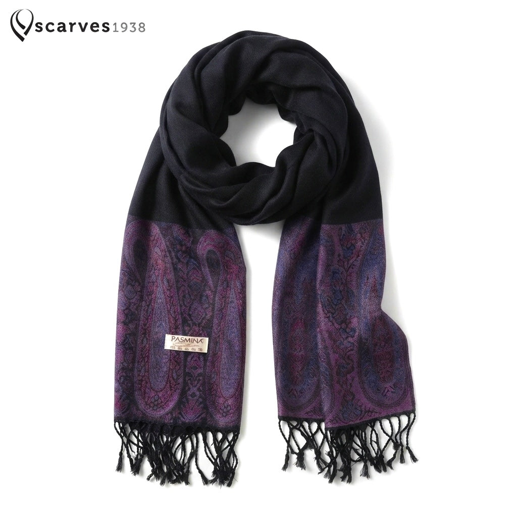 Black Pashmina Scarf Paisley God Eyes Turban