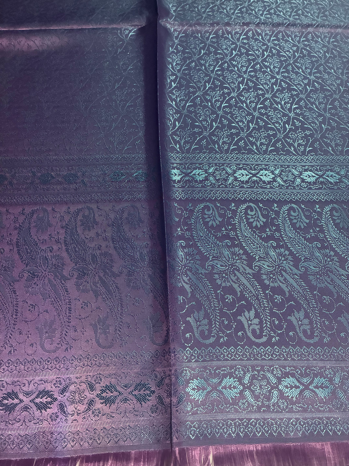 Purple Silk Scarf - Paisley Shawl - Handmade Bridal Stole