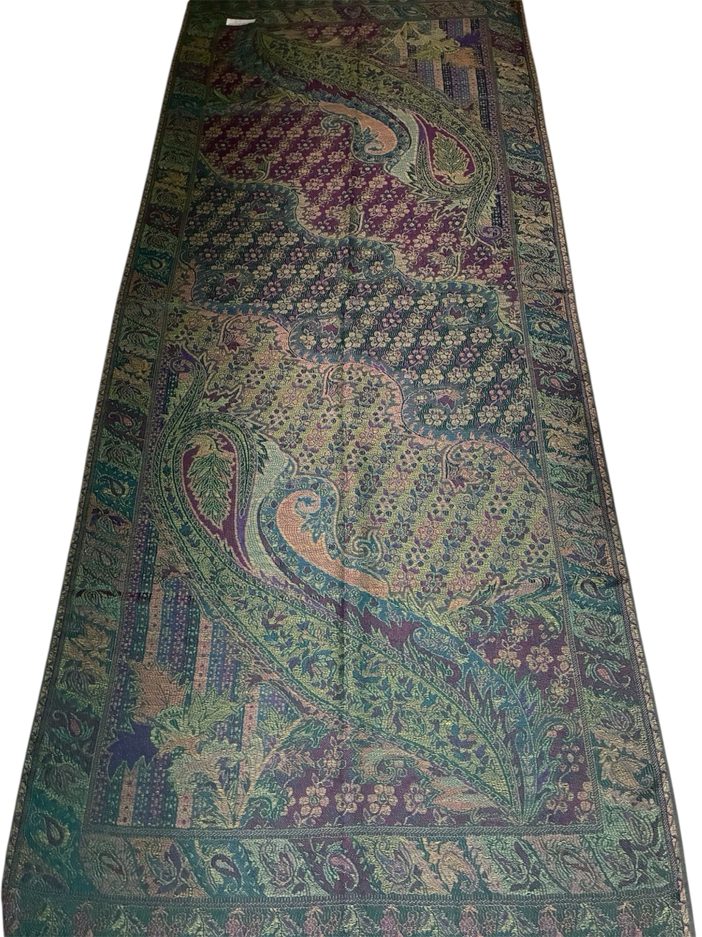 Green and Purple Paisley Pashmina Scarf | Sage and Plum Festival Shawl | Bohemian Rave Wrap | Hippie Style Stole | Unique Gift for Her