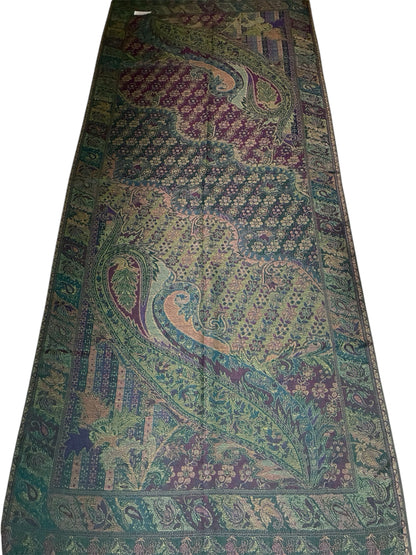 Green and Purple Paisley Pashmina Scarf | Sage and Plum Festival Shawl | Bohemian Rave Wrap | Hippie Style Stole | Unique Gift for Her