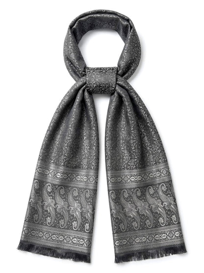 Silk Jacquard Stole with Paisley Details