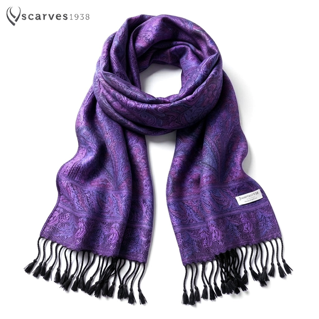 Purple Pashmina Scarf | Paisley Ladies Wrap | handmade made shawl