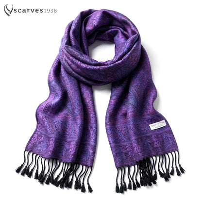 Purple Pashmina Scarf | Paisley Ladies Wrap | handmade made shawl