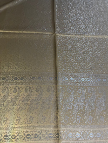 Metallic Gold Silk Scarf | Shimmering Paisley Shawl | Boho Festival Wrap