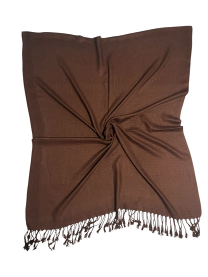 Coffee Brown Raw Silk Scarf | Casual Handmade Shawl