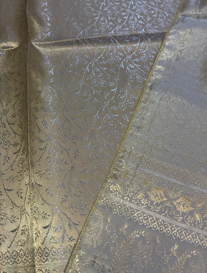 Metallic Gold Silk Scarf | Shimmering Paisley Shawl | Boho Festival Wrap
