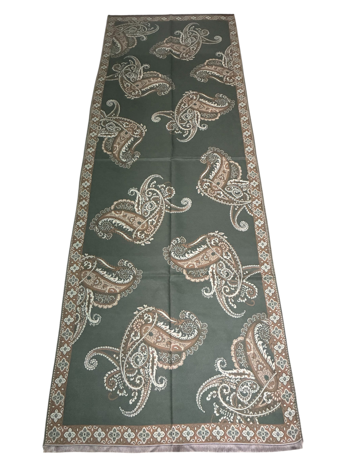 Classic Olive Green Cashmere Scarf | Heavy Winter Shawl