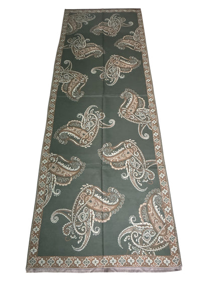 Classic Olive Green Cashmere Scarf | Heavy Winter Shawl