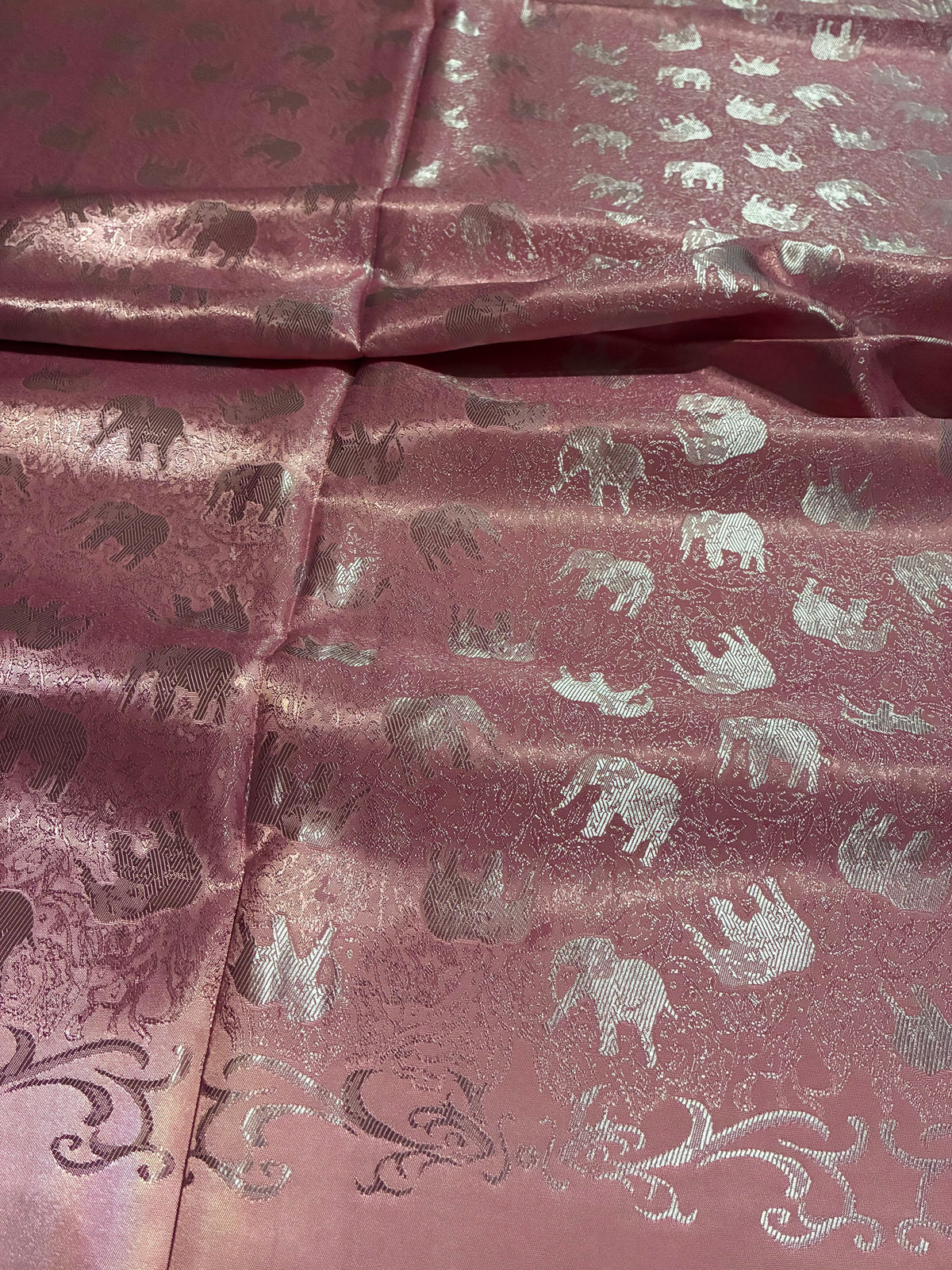 Pink Elephants Silk Scarf - Gift for her - Wedding accessory