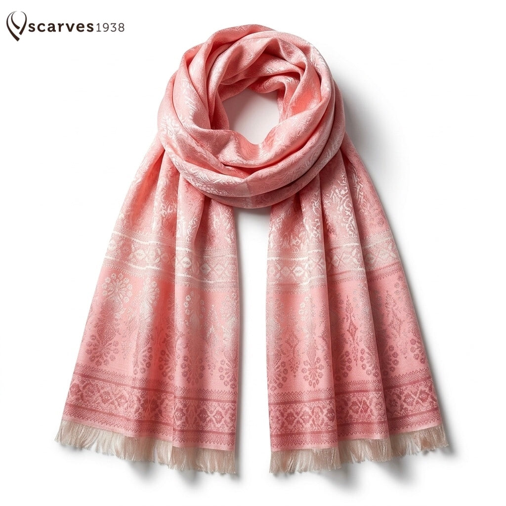 Pink Paisley Silk Scarf – Elegant Lightweight Wrap