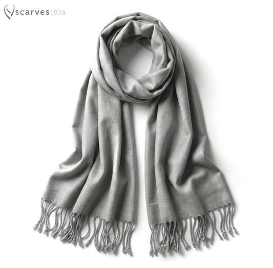 Light Gray Raw Silk Scarf - Unisex shawl - Handmade scarf