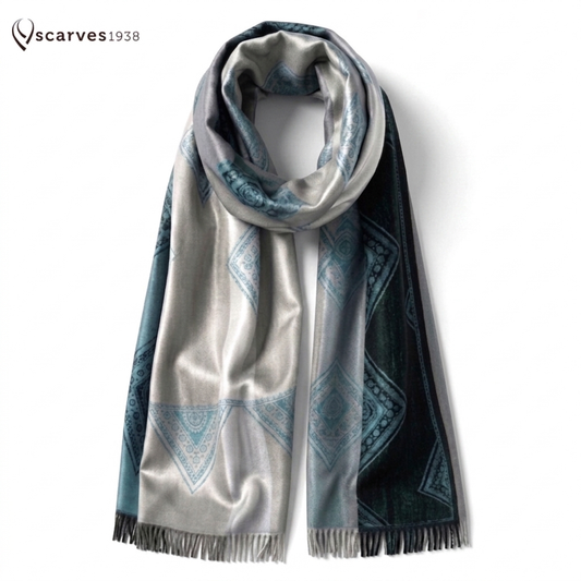 Geometric Reversible Cashmere Blend Scarf – Soft Unisex Wrap