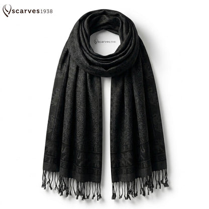 Pashmina Elephant Scarf Black Head Wraps Tribal