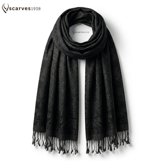 Pashmina Elephant Scarf Black Head Wraps Tribal
