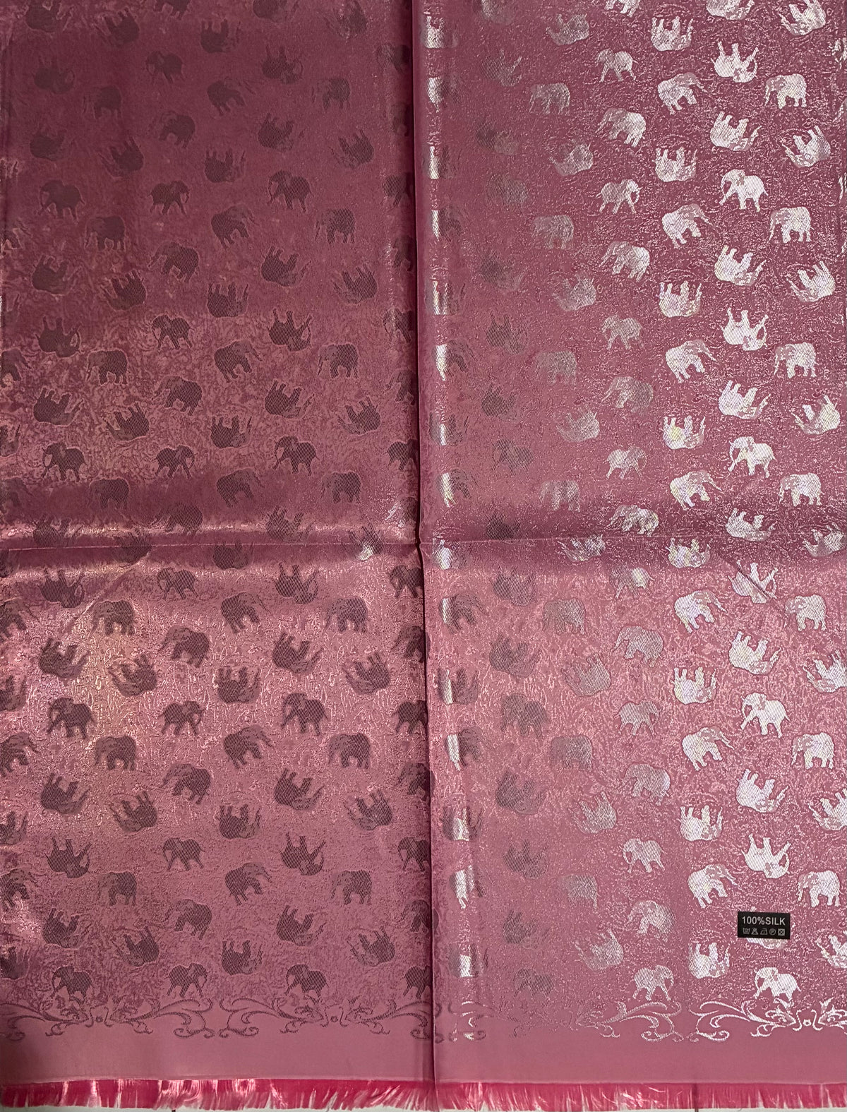 Pink Elephants Silk Scarf - Gift for her - Wedding accessory