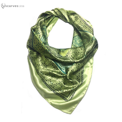 Green Satin Square Scarf | Scarves1938