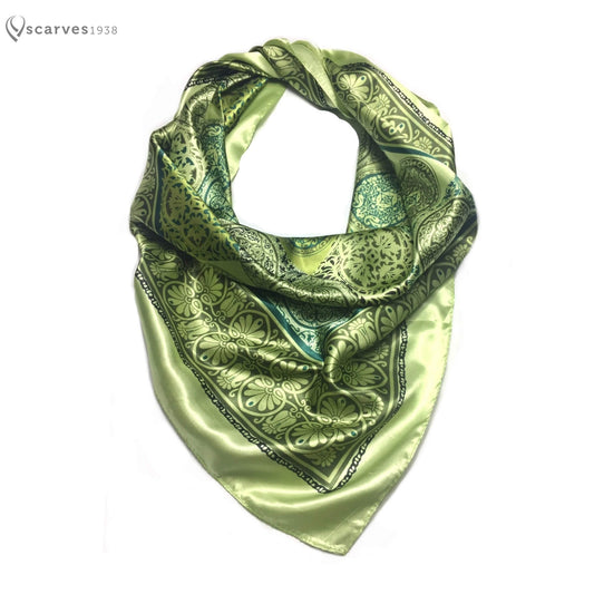 Green Satin Square Scarf | Scarves1938