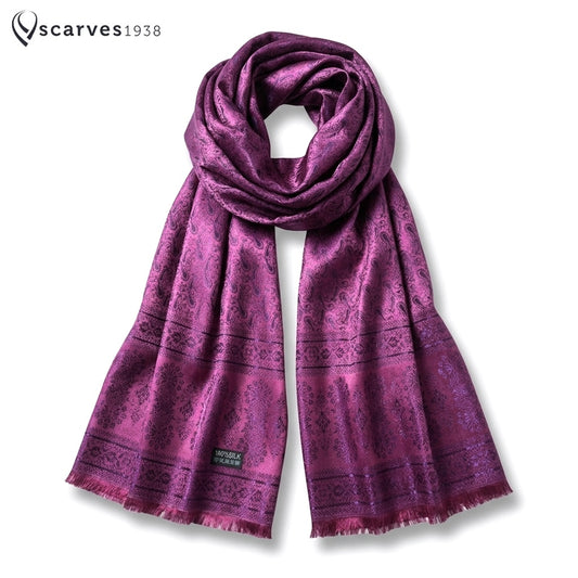 Hot Pink And Purple Silk Scarf Paisley
