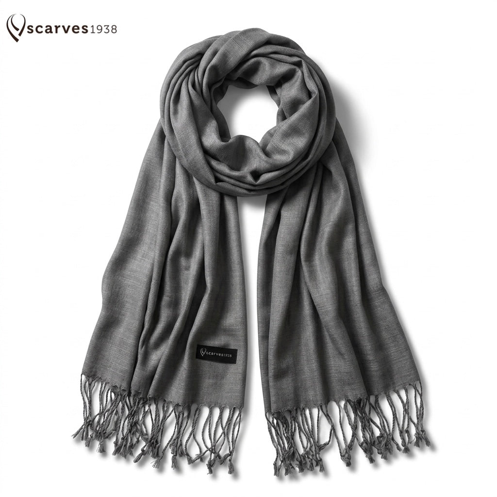 Smoke Gray Raw Silk Scarf - unisex shawl - Unique gift