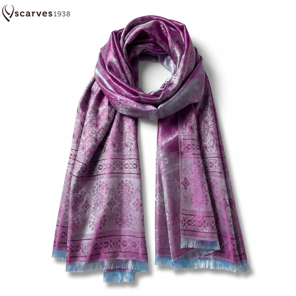 Silk Scarf For Her Paisley Fuchsia Gypsy stole