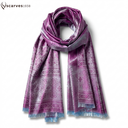 Silk Scarf For Her Paisley Fuchsia Gypsy stole