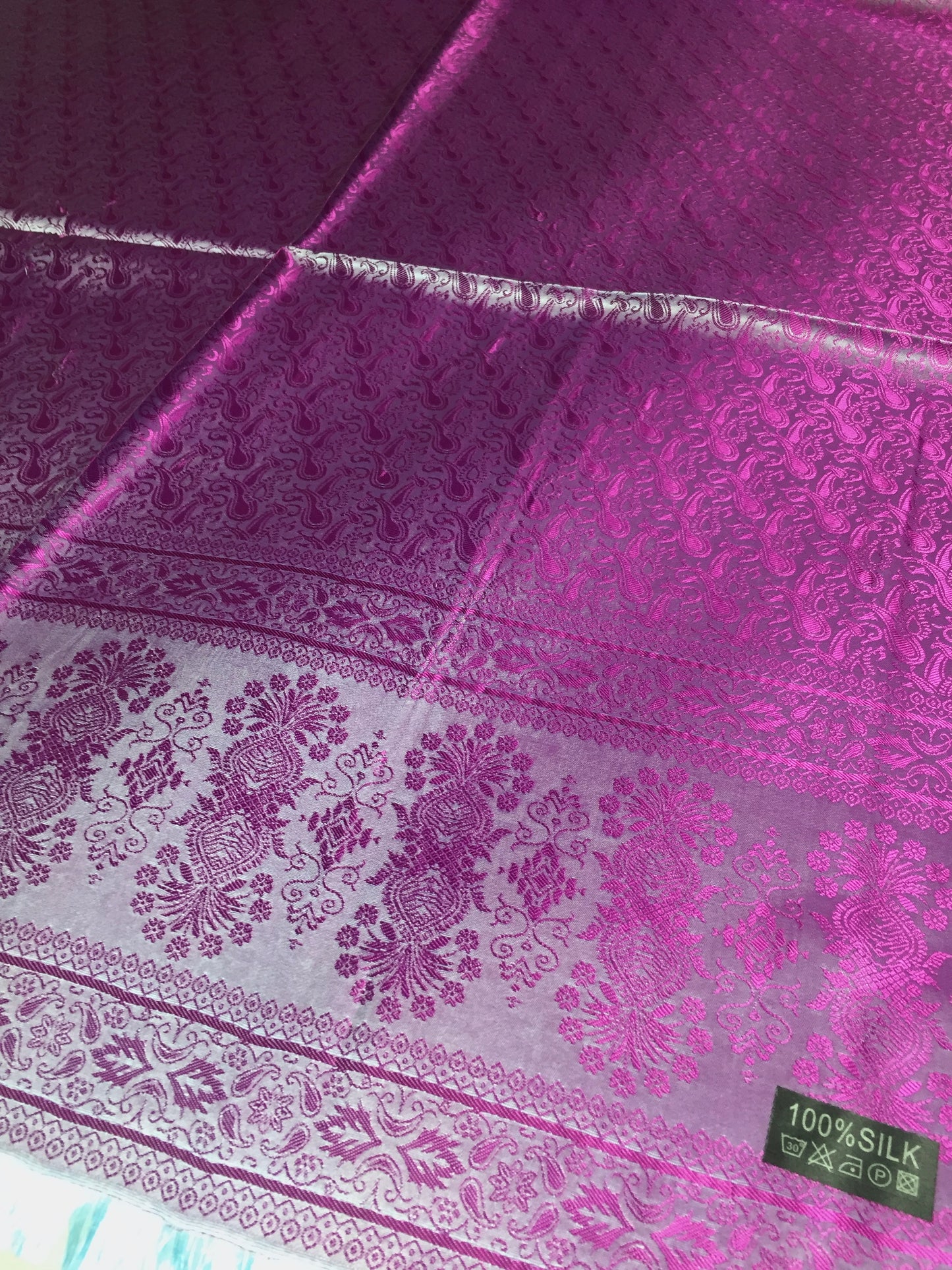 Silk Scarf For Her Paisley Fuchsia Gypsy stole