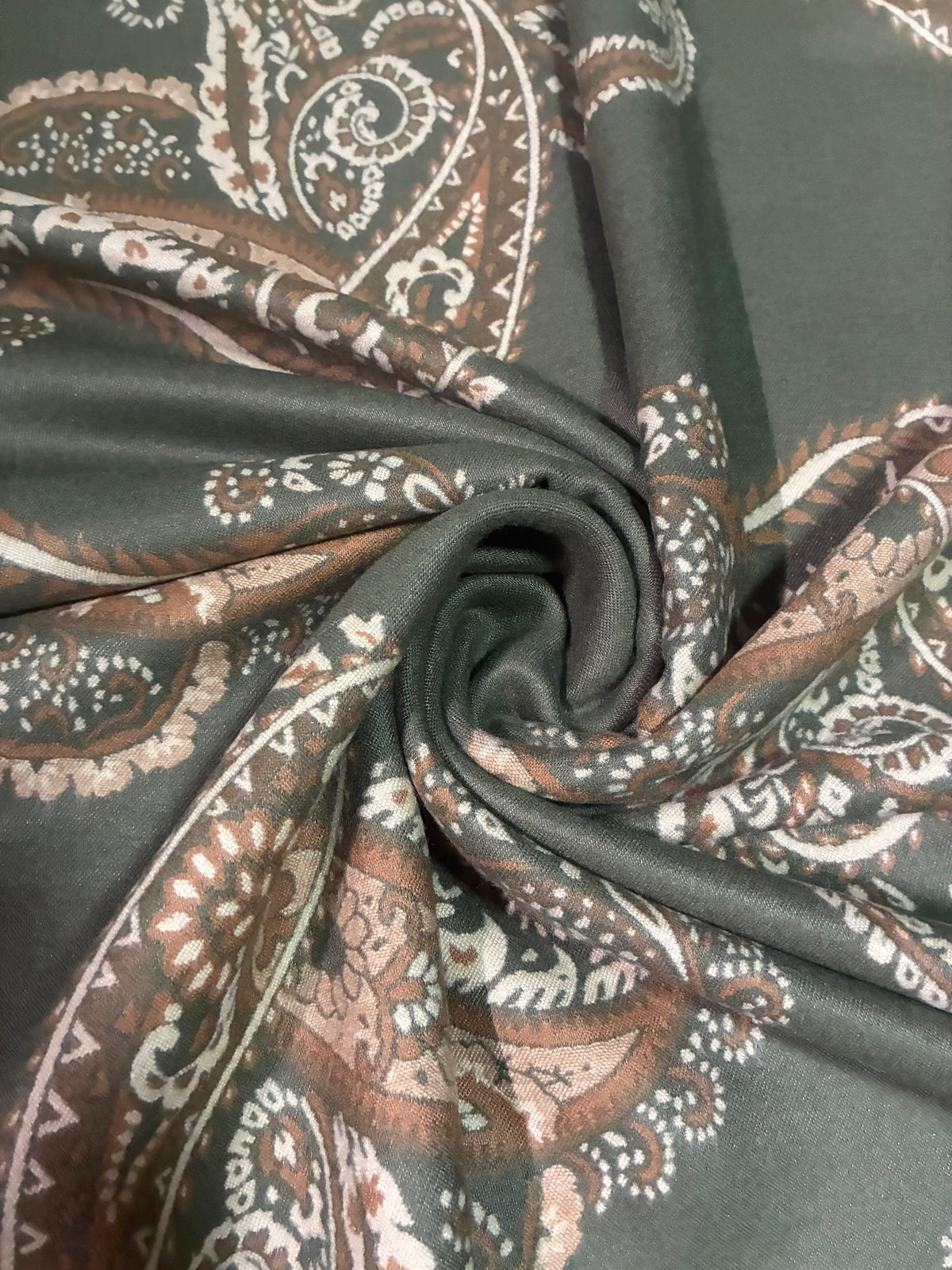 Classic Olive Green Cashmere Scarf | Heavy Winter Shawl