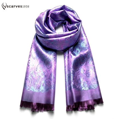 Purple Silk Scarf | Gift for her | Bridesmaid Flowers Shawl