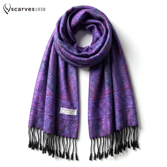 Purple Pashmina Scarf | Paisley Ladies Wrap | handmade made shawl