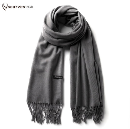 Gray Cashmere Scarf - Premium Wool Wrap - Unisex Elegant Stole - Minimalist Shawl