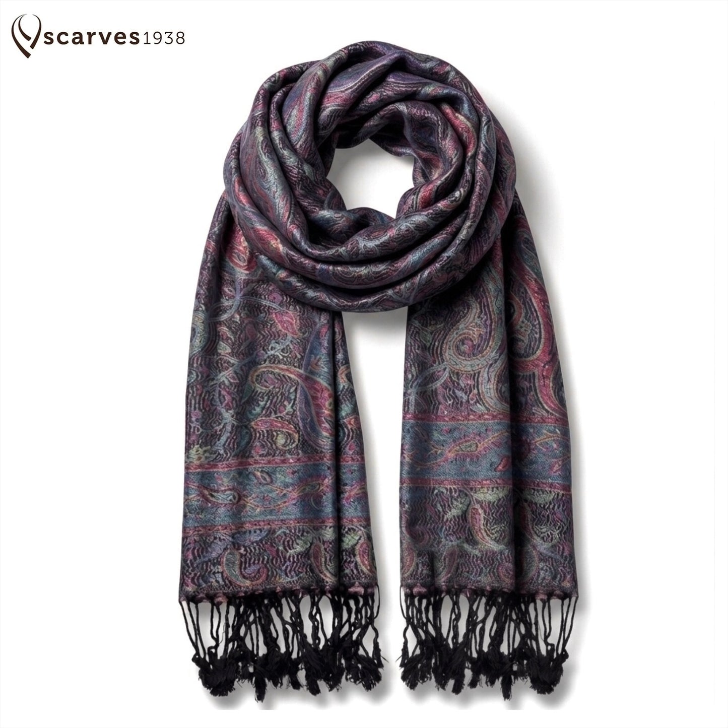 Pashmina Scarf Paisley - Black Cashmere shawl