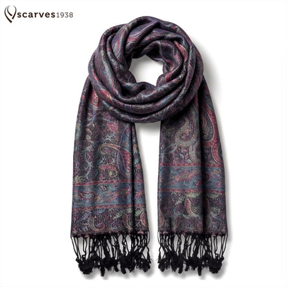 Pashmina Scarf Paisley - Black Cashmere shawl