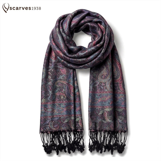 Pashmina Scarf Paisley - Black Cashmere shawl