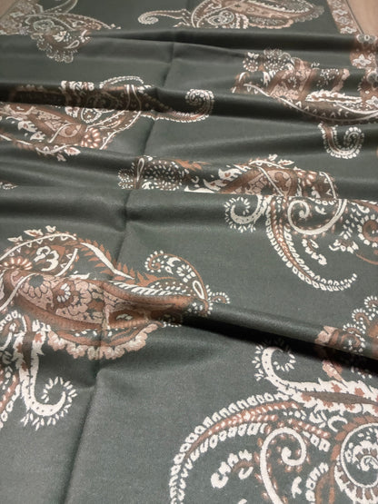 Classic Olive Green Cashmere Scarf | Heavy Winter Shawl