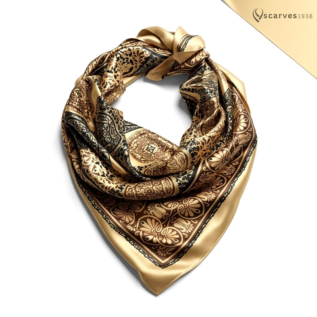 Golden Satin Square Scarf | Scarves1938