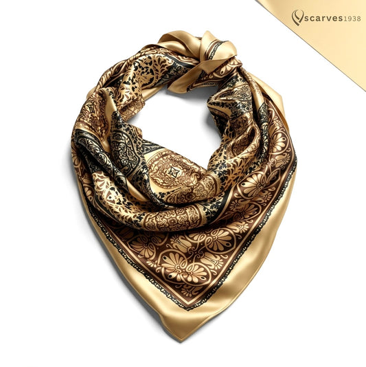 Golden Satin Square Scarf | Scarves1938