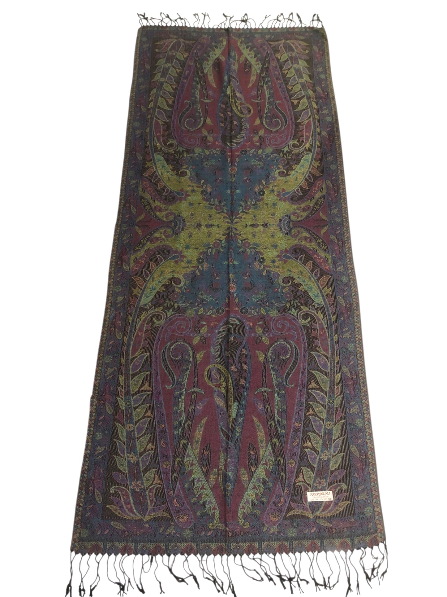Vibrant Reversible Floral Jacquard Pashmina Stole - Red, yellow & Blue⁠