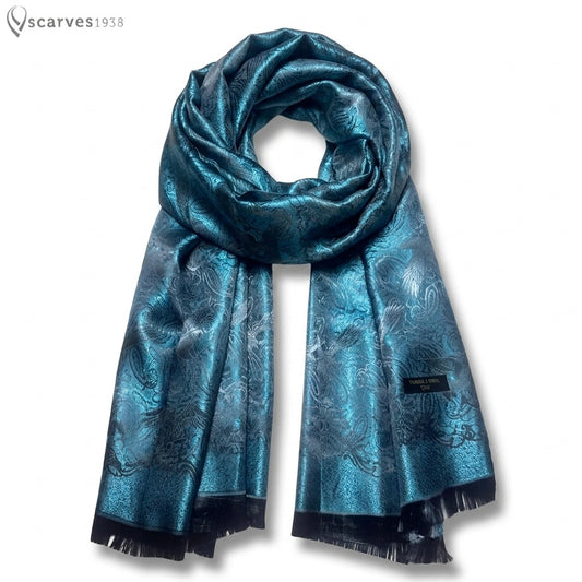 Blue Eagle Pattern Silk Scarf – Soft & Versatile Accessory