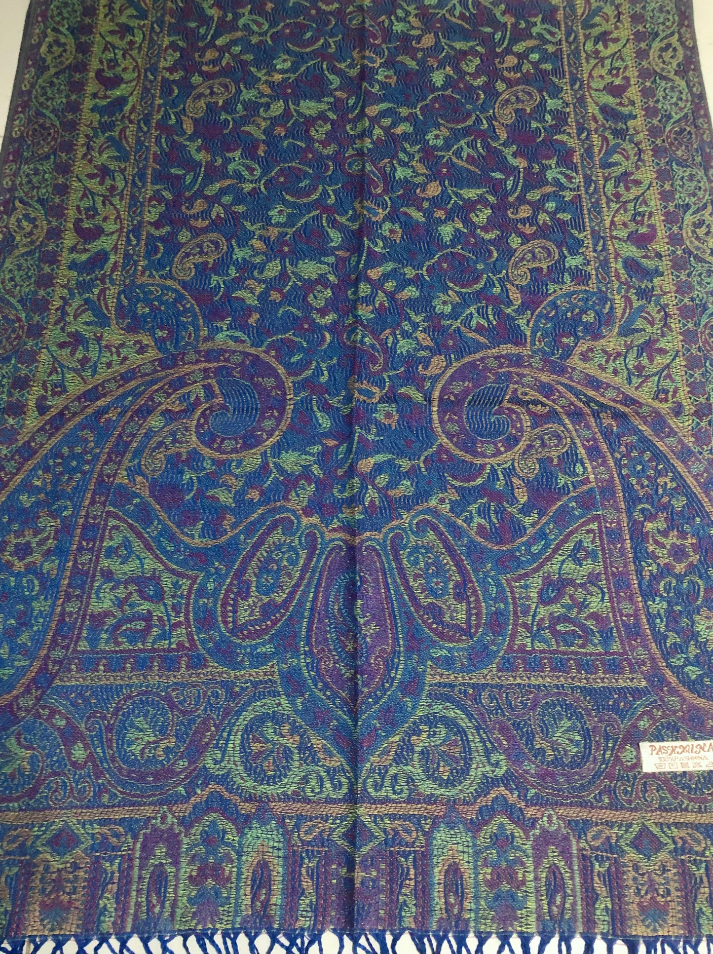 Elegant Reversible Paisley Jacquard Pashmina Stole - Blue & Purple⁠