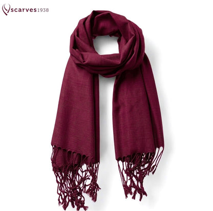 Burgundy Thai Silk Scarf | handmade shawl | Scarves1938