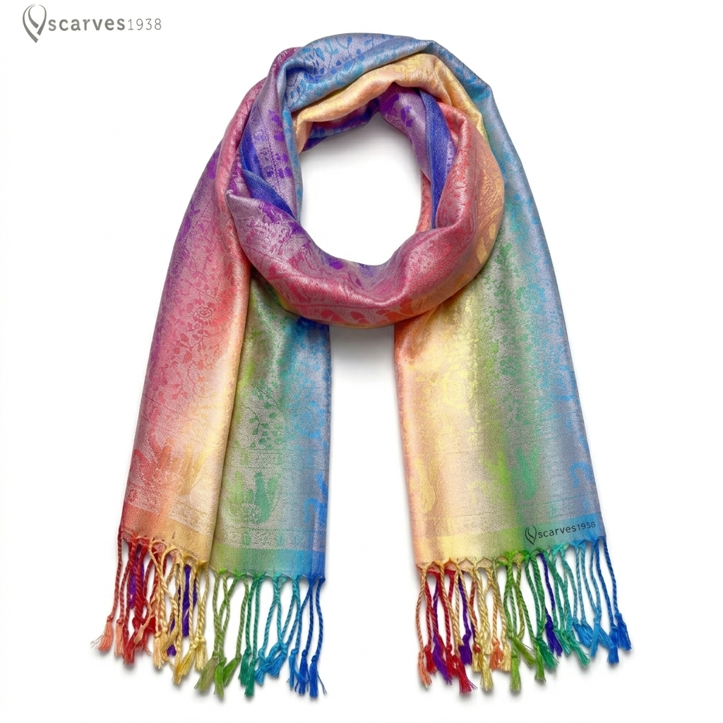 Colorful Pashmina Scarf - Elephant Rainbow shawl - Rave accessories - Festival scarf - LGBTQ 🏳️‍🌈 scarves1938