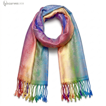 Colorful Pashmina Scarf - Elephant Rainbow shawl - Rave accessories - Festival scarf - LGBTQ 🏳️‍🌈 scarves1938