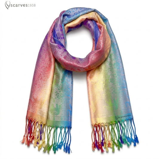 Colorful Pashmina Scarf - Elephant Rainbow shawl - Rave accessories - Festival scarf - LGBTQ 🏳️‍🌈 scarves1938