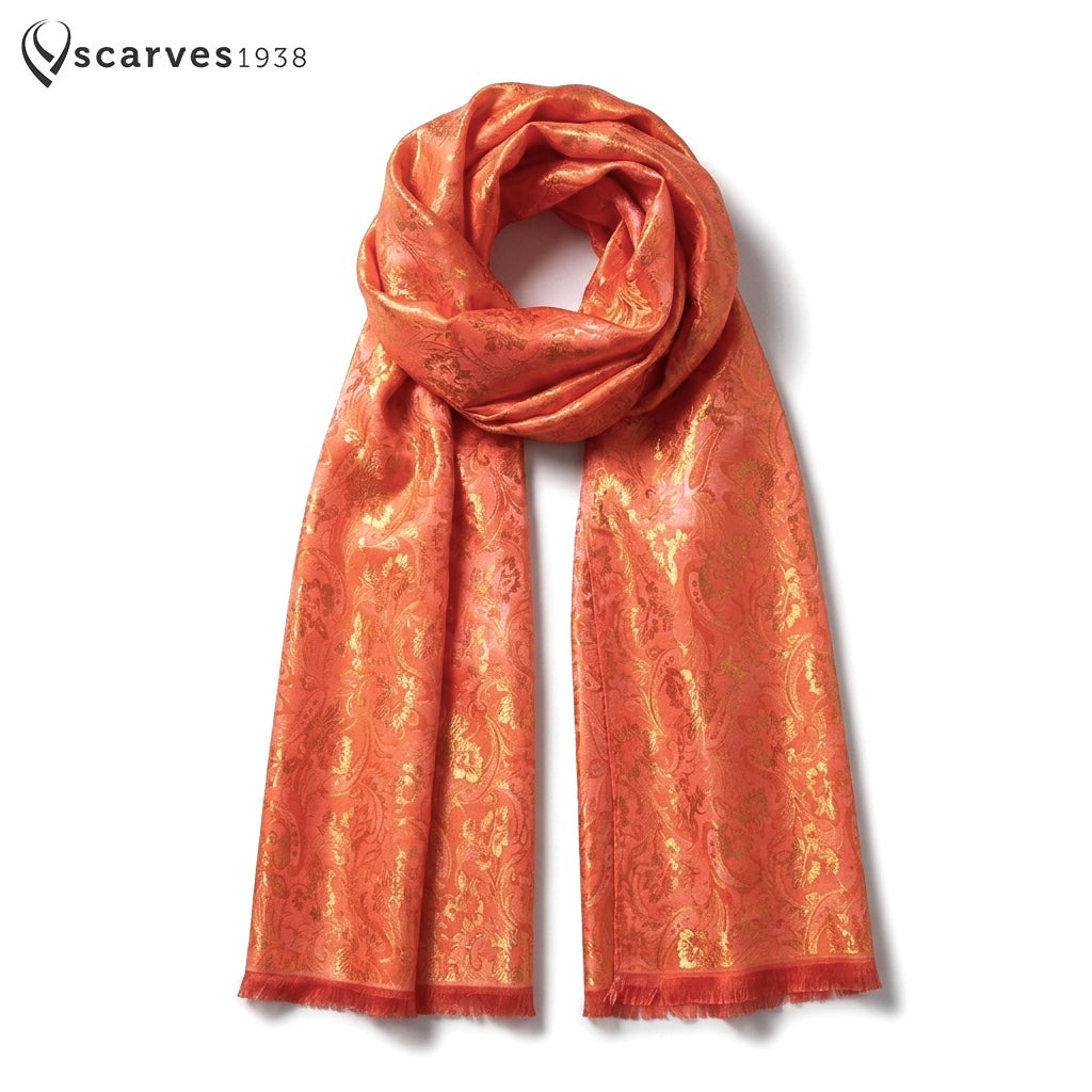 Orange Flower Silk Scarf For Her Flowers