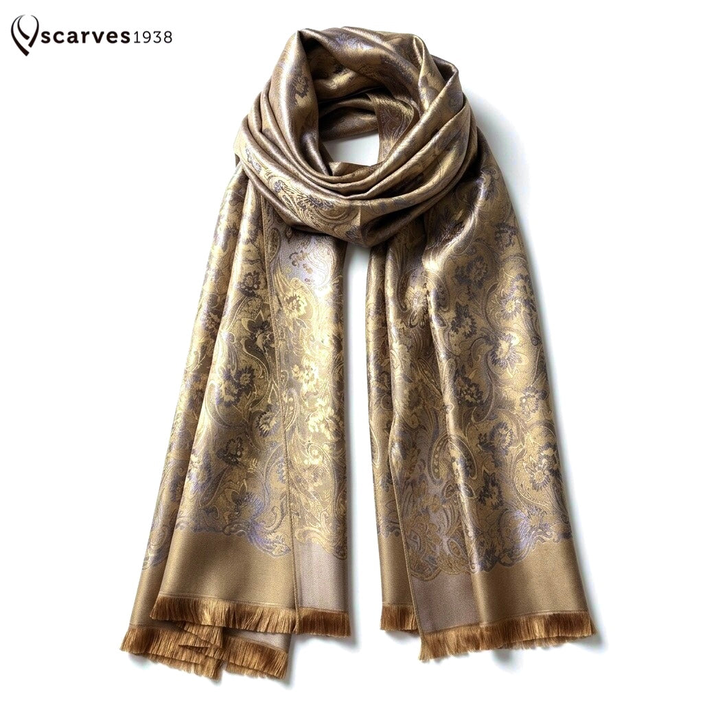 Gold Reversible Silk Scarf - Gift For Her - Bridesmaid Shawl