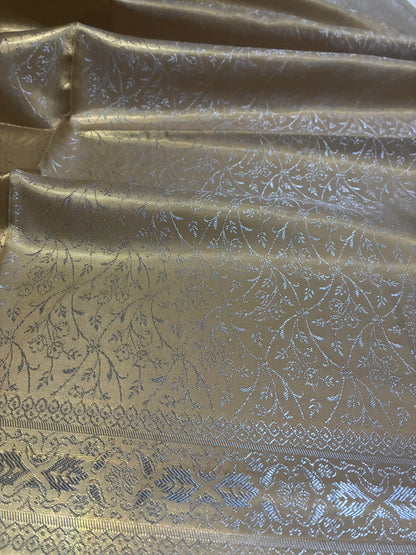 Metallic Gold Silk Scarf | Shimmering Paisley Shawl | Boho Festival Wrap