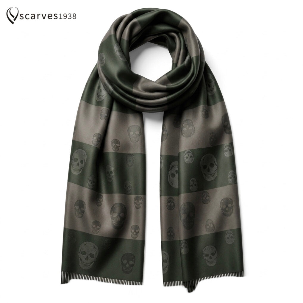 Skull Scarf Mix Polyester & Silk Military