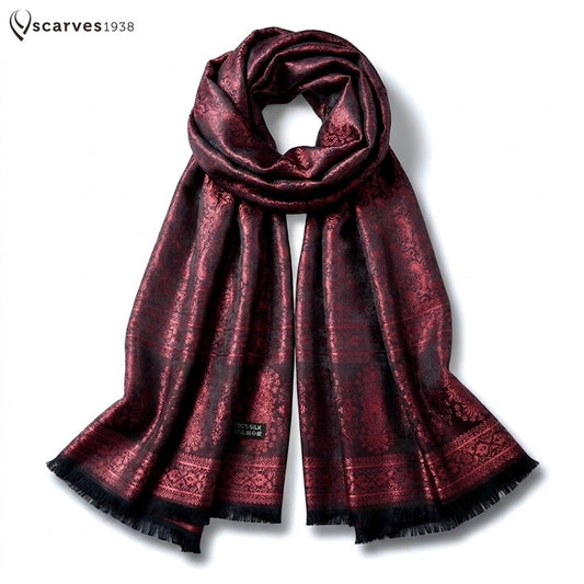 Red Paisley Silk Scarf - Gift For Her - Elegant Bridal Shawl - Bridesmaid Gift Accessory